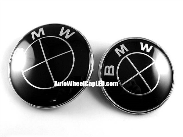 Embleme BMW full black noir 74mm + 82mm - Équipement auto