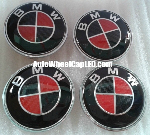 BMW M RED BLACK COLOR CARBON CENTER CAPS Set of 4 