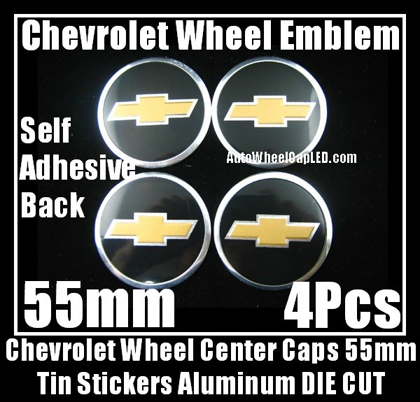 Chevrolet Chevy Wheel Center Caps Emblems Tin Stickers Aluminum 55mm DIE CUT 3D 4Pcs Set