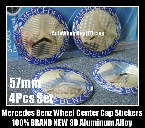 Mercedes Benz Chrome Silver Wheel Center Caps Emblems Hubs Badges 57mm Roundels Stickers 4Pcs Aluminum Alloy