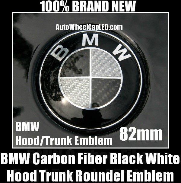 BMW E46 Carbon Fiber Black White Hood Trunk Emblem M3 330i 328i 325i 320i New 82mm 2Pins