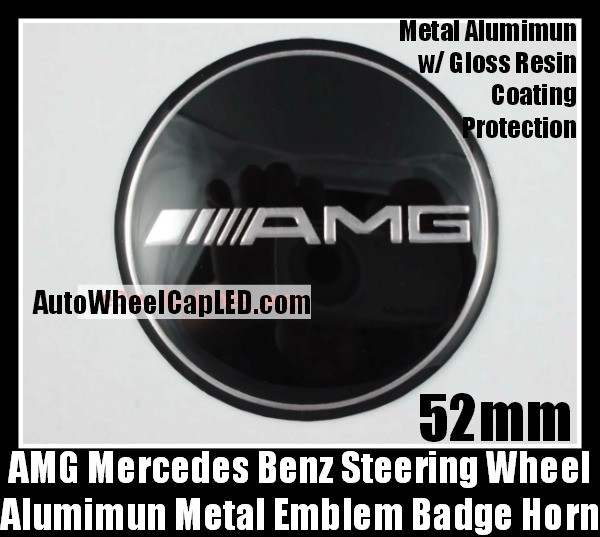 AMG Mercedes Benz Steering Wheel Center Emblem Badge Horn Devil Black C E S SL Class Curve 52mm Sticker