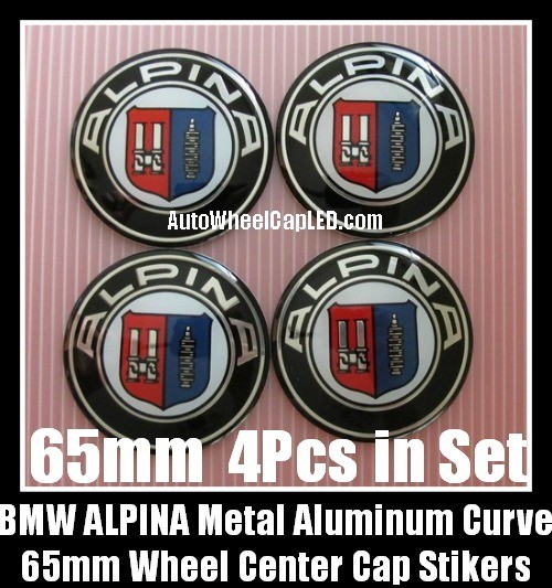 BMW ALPINA 65mm Curve Wheel Center Caps Emblems Stickers Metal Aluminum Alloy 4Pcs in Set