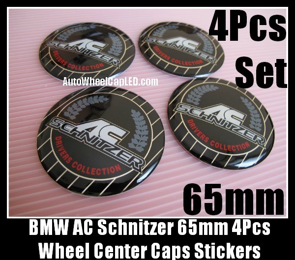 BMW AC Schnitzer Wheel Center Caps Emblems Stickers 65mm Drivers Collection Aluminum Alloy Metal 4Pcs Set