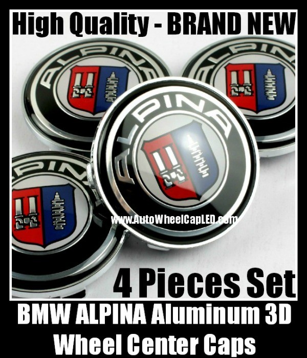 BMW ALPINA Wheel Center Hubs Caps 68mm 4Pcs Roundels Emblems Badges Curve Metal Aluminium