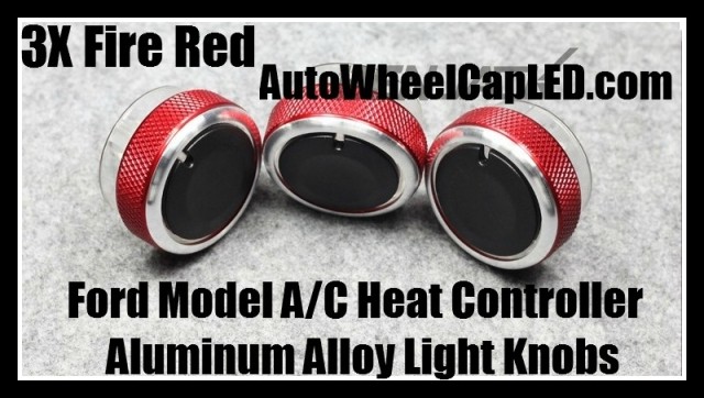 Ford Car Air Conditioner Heat Control Light Fire Red Knobs Aluminum Alloy ABS Bright Interior Light