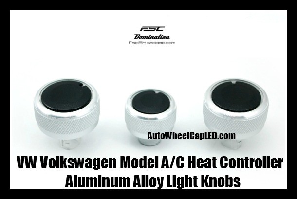 VW Volkswagen Car Air Conditioner Heat Control Bright Silver Knobs Aluminum Alloy ABS Bright Interior Light