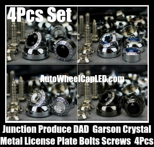 Junction Produce Garson VIP DAD Black Blue White Crystal Chrome Silver Japan Metal License Plate Bolts Screws 4Pcs Set