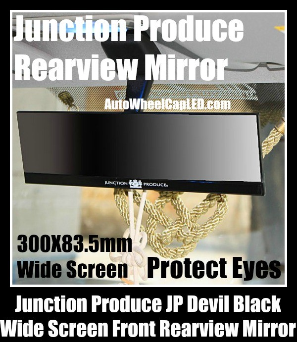 Junction Produce JP Devil Black Wide Screen Front Rearview Mirror Clear Image Protect Eyes Reduce Light Reflect
