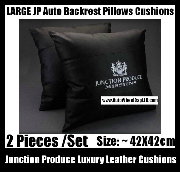 Junction Produce Luxury Leather Auto Car Throw Cushion Backrest Pillow Devil Black Luxury White Color (2 Pieces a Set)