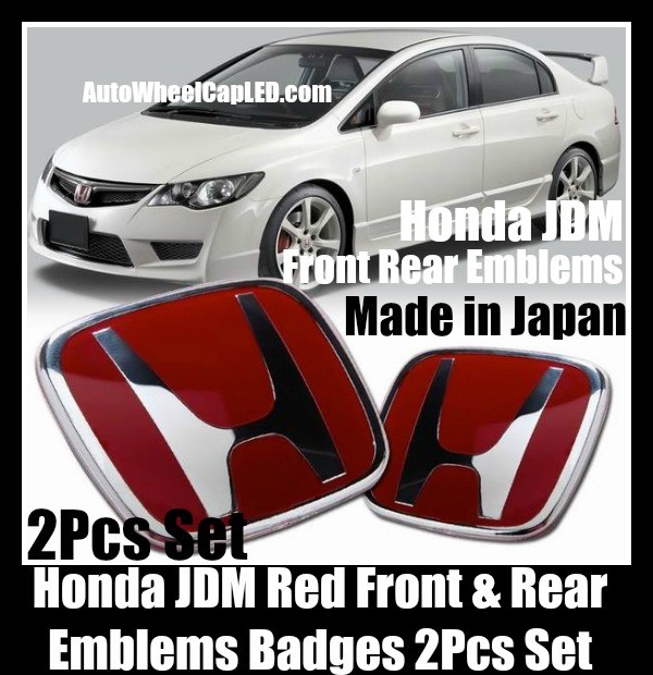 Honda JDM Devil Red Front Rear 2Pcs Hood Trunk Bonnet Boot Emblem Badge Japan Civic SI Accord Odyssey Cite CRV Spirior Typer H 2Pins Sticker