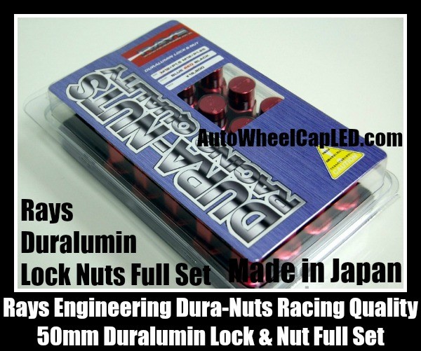 Rays Volk Racing Red Hot Lock Lug Dura Nuts Duralumin Wheels Rims 50mm M12x P1.5 P1.25 Pitch Rims Forged Japan Engineering