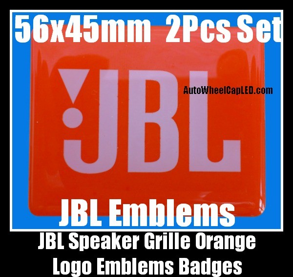 JBL Hi-Fi Speakers Orange Logo Emblems Badges Grille Stickers 2Pcs Set High-Grade Professional