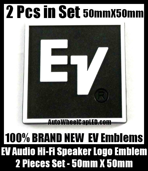 EV Audio Hi-Fi Speaker Logo Emblem Badge Label Black 2 Pieces Set Professional High Quality