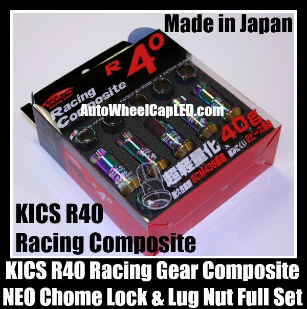 Project KICS R40 Locking Lugs Nuts M12xP1.25 P1.5 Racing Composite Gear Wheels Rims NEO Chrome Titanium Japan Full Set