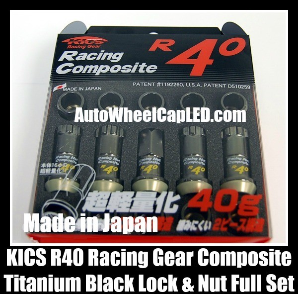 Project KICS R40 Locking Lugs Nuts M12xP1.25 P1.5 Racing Composite Gear Wheels Rims Titanium Black Japan Full Set