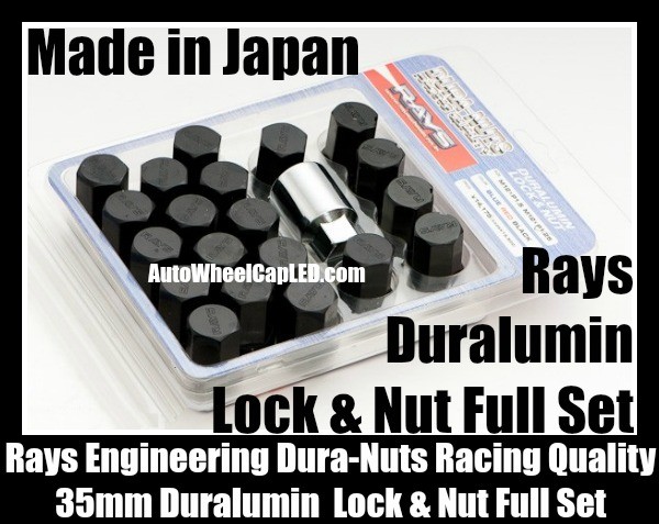 Rays Volk Racing Devil Black Lock Lug Dura Nuts Duralumin Wheels Rims 35mm M12x P1.5 P1.25 Pitch Rims Forged Japan Engineering