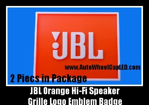 JBL Hi-Fi Speaker Orange Logo Emblem Front Badge 2Pcs High Quality ABS in Set