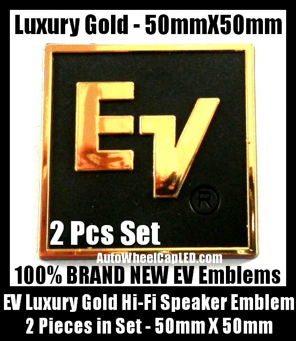 Gold EV Audio Hi-Fi Speaker Luxury Logo Color Emblem Badge Label 2 Pieces Professional High Quality
