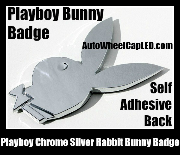 Playboy Chrome Silver Rabbit Bunny Car Decal Badge Emblem Self Adhesive Back