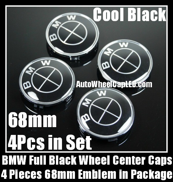 BMW Full Devil Black Wheel Center Hubs Caps 68mm Roundel Emblems Badges 4Pcs Aluminium Alloy