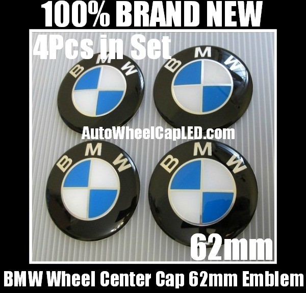 BMW Blue White Wheel Center Caps 62mm Emblems Stickers 4Pcs in Set