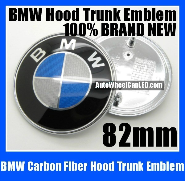 BMW e61 BMW Blue White Carbon Fiber Hood Trunk Emblem 82mm M5 550i 545i 540i 530i 525i 2Pins