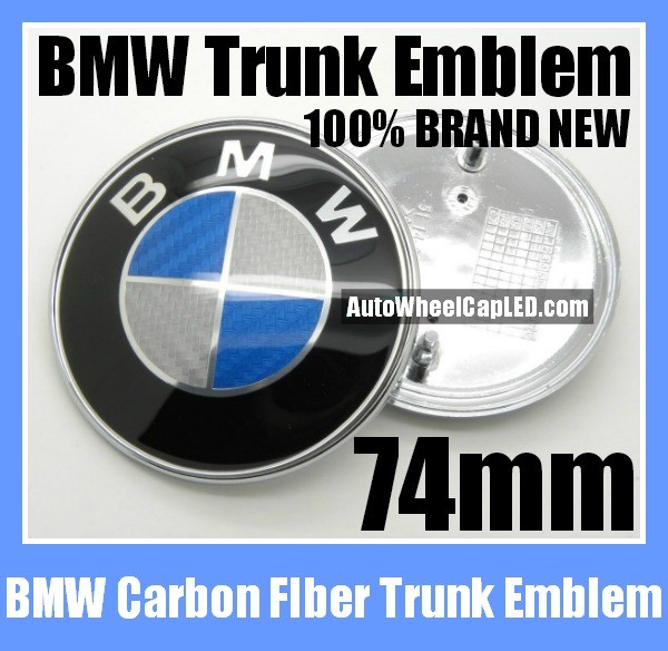 BMW 325xi Blue White Carbon Fiber Trunk Emblem 74mm Roundel Badge 2000-2005