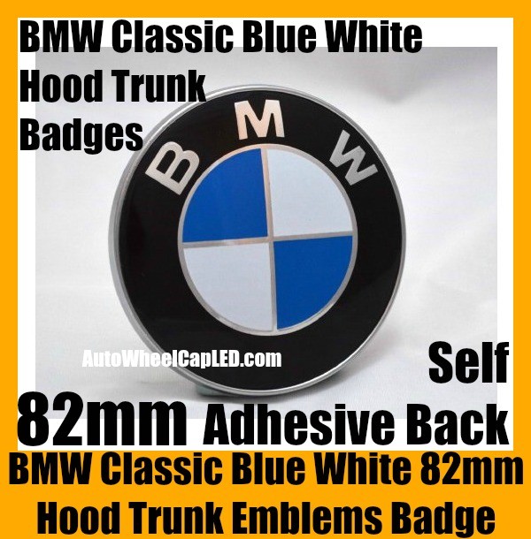 BMW Classic Blue White 82mm Hood Trunk Emblems Badge Roundel Bonnet Boot Self Adhesive Back Stickers Aluminium Alloy
