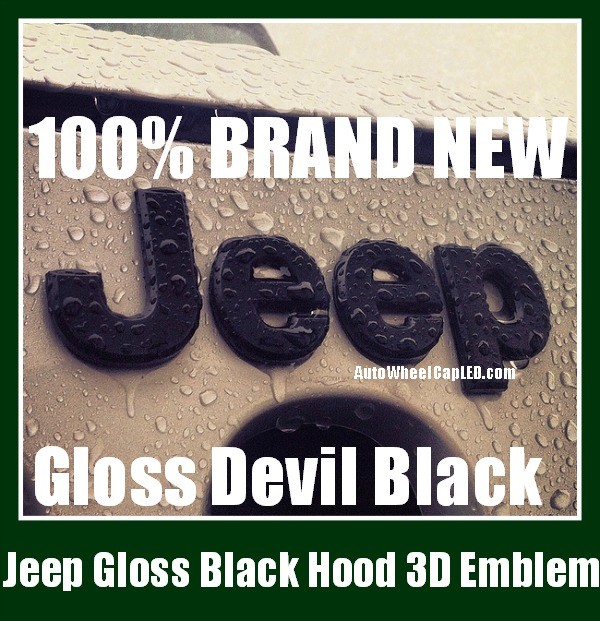 Jeep Gloss Devil Black Hood Truck Emblem Badge Front Wrangler Grand Cherokee Stickers