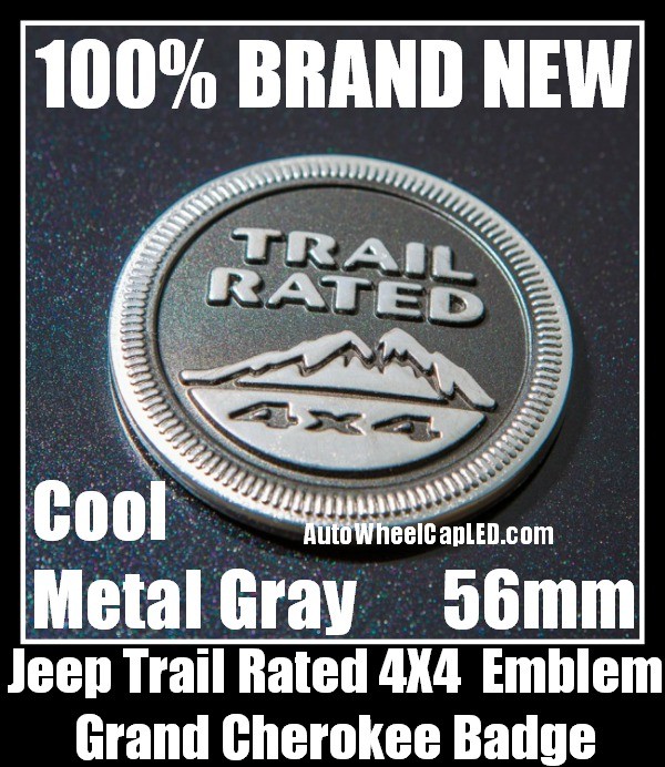 Jeep Trial Rated 4X4 Metallic Gray Black Metal Emblem Badge Wrangler Grand Cherokee