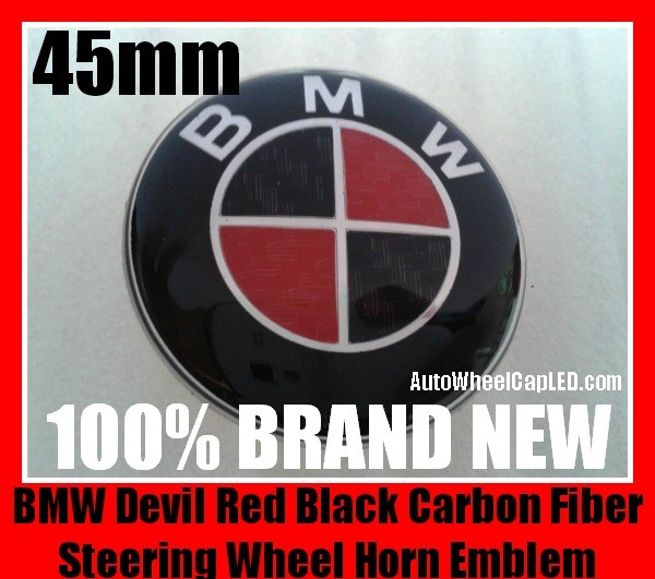 BMW Devil Red Black Carbon Fiber Steering Wheel Horn Emblem Badge Roundel 45mm