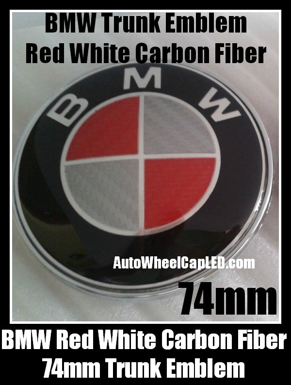 BMW Devil Red White Carbon Fiber Trunk Emblem 74mm Roundel Badge 2Pins Boot