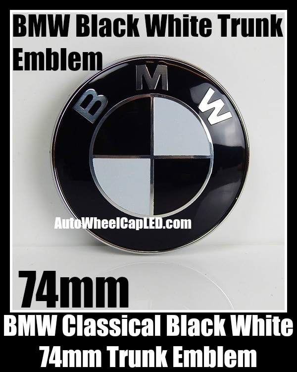 BMW Classic Black White 74mm Trunk Emblems Badge Roundel Boot Aluminium Alloy 2Pins