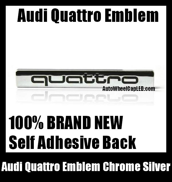 Audi Quattro Rear Trunk Black Chrome Silver Emblem Badge 3.0T 2.0T A3 A4 A5 A6 A7 A8 Q3 Q5 Q7 TT A4L A6L