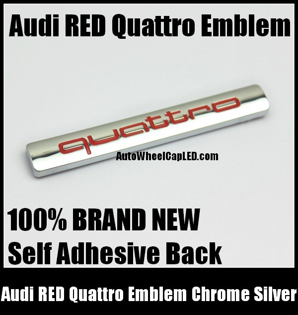Audi Quattro Rear Trunk Red Chrome Silver Emblem Badge 3.0T 2.0T A3 A4 A5 A6 A7 A8 Q3 Q5 Q7 TT A4L A6L