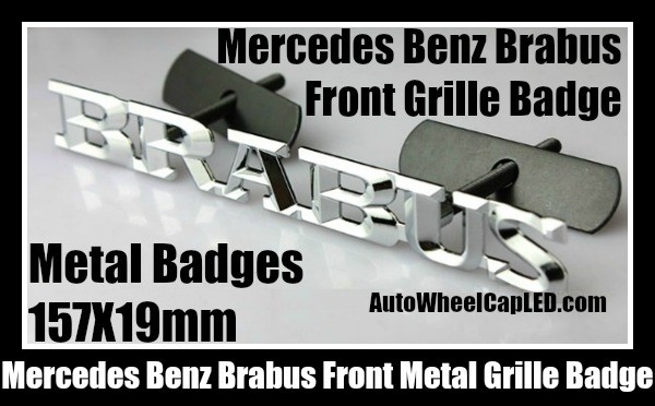Mercedes Benz Brabus Metal Chrome Silver Front Grille Badges Emblems Alloy