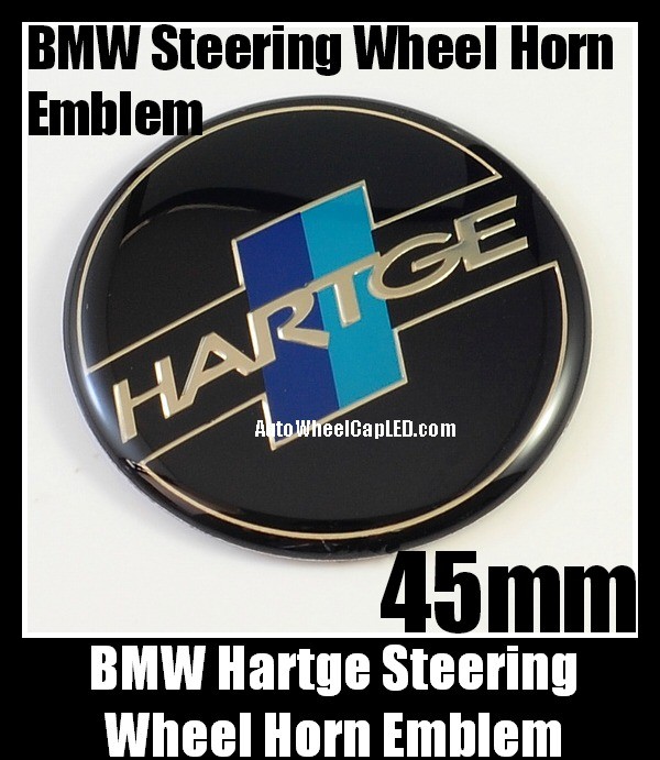BMW Hartge Steering Wheel Horn Emblem Roundel Badge 45mm Blue with Metal Black