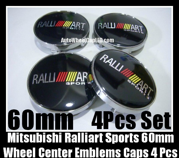 Mitsubishi Ralliart Sports Wheel Center Caps Emblems 60mm Evolution Lancer Eclipse FTO GTO 4Pcs Set