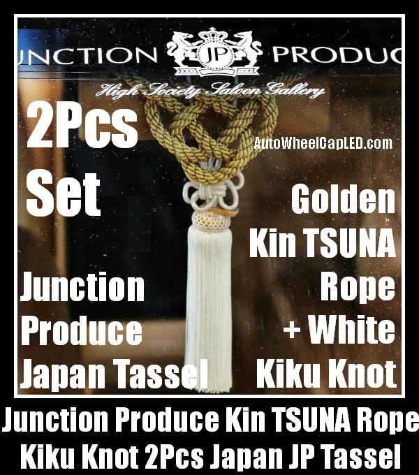 Junction Produce DAD JP Golden Kin Tsuna Rope White Kiku Knot Lucky Wood Tag 2Pcs Japan Tassels