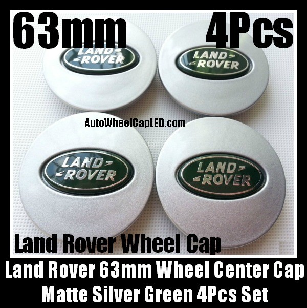 Land Rover Matte Silver Green Wheel Center Caps 63mm Vogue Sport Evoque Discovery Freelander LR2 LR3 LR4 4Pcs Set