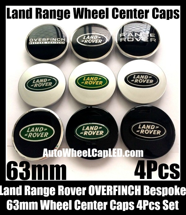 Land Rover Range OVERFINCH Bespoke Vehicles Wheel Center Caps 63mm Black Green Silver 4Pcs Vogue Sport Evoque Discovery Freelander LR2 LR3 LR4
