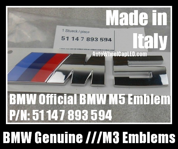 BMW Genuine ///M5 Power 5 Series Blue Red Metallic Silver Trunk Rear Boot Emblems Badges 51147893594 51 14 7 893 594 F10 Sport