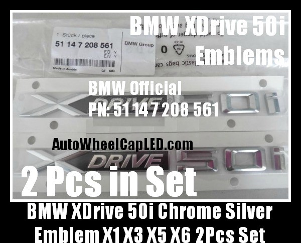 BMW XDrive 50i Sides Badges Emblems 2Pcs 51 14 7 248 191 51147248191 X1 X3 X5 X6 E53 E70 E71 E83 Stickers Set