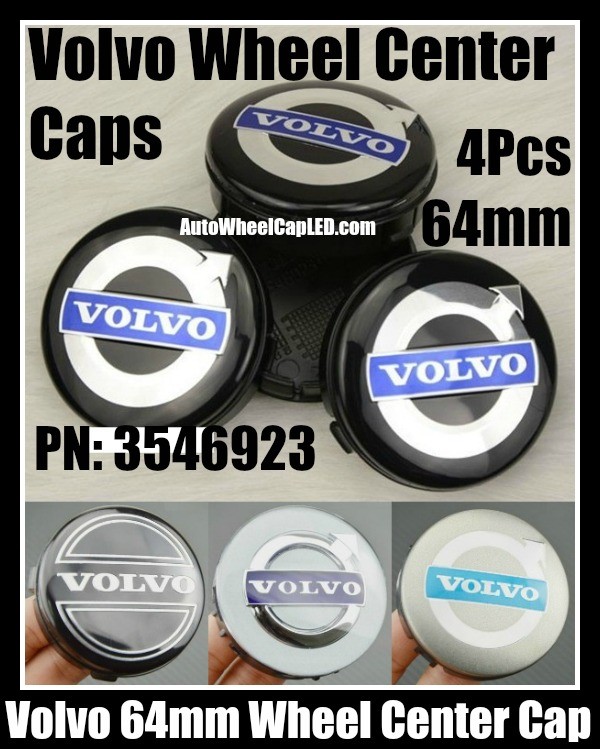 Volvo 64mm Black Chrome Silver Blue Wheel Center Emblems Caps Roundels 3546923 4Pcs C30 C70 S40 S60 S70 S80 S90 V70 XC60 XC90 XC90