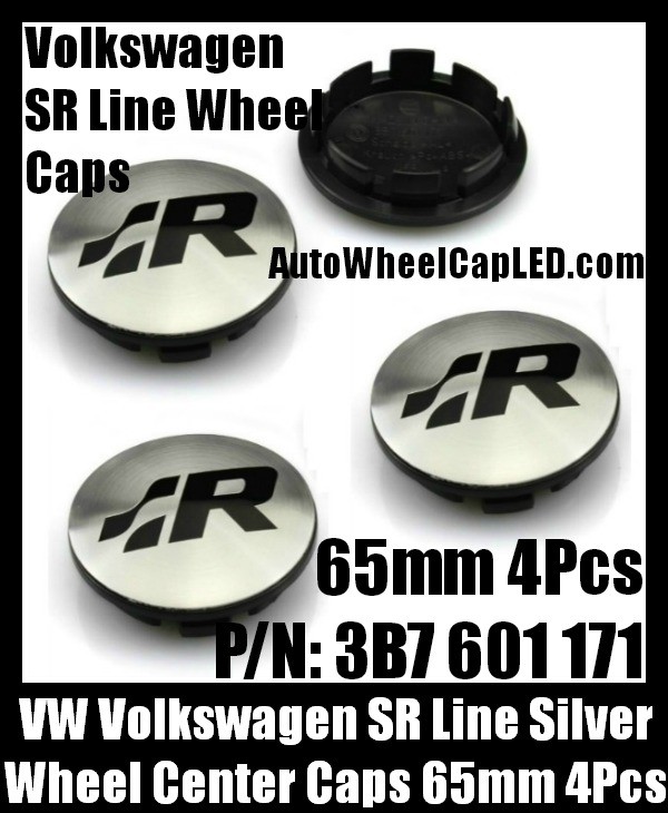 VW Volkswagen SR Line Chrome Silver Wheel Center Caps 65mm 3B7 601 171 4Pcs Set Aluminum Alloy Golf Bora Jetta Polo Passat 3B7601171