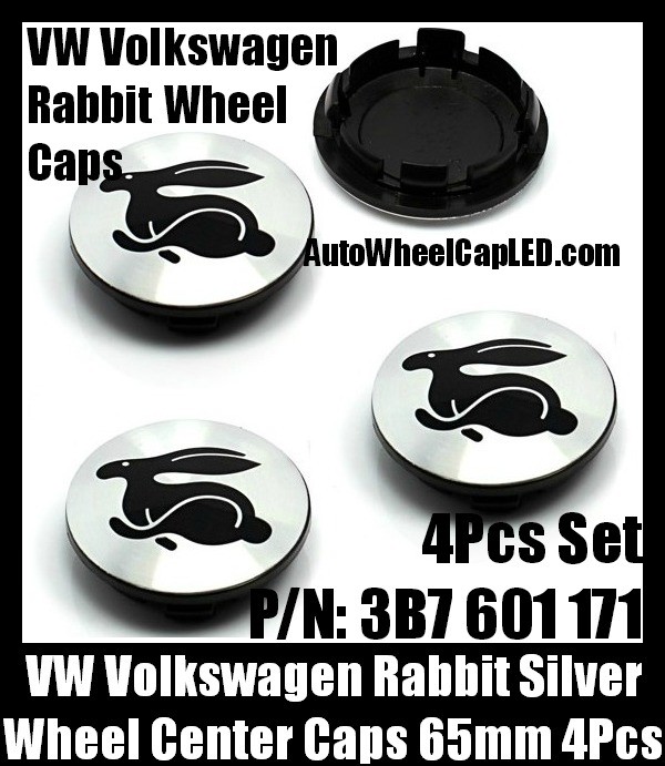 VW Volkswagen Rabbit Chrome Silver Wheel Center Caps 65mm 3B7 601 171 4Pcs Set Aluminum Alloy Golf Bora Jetta Polo Passat 3B7601171