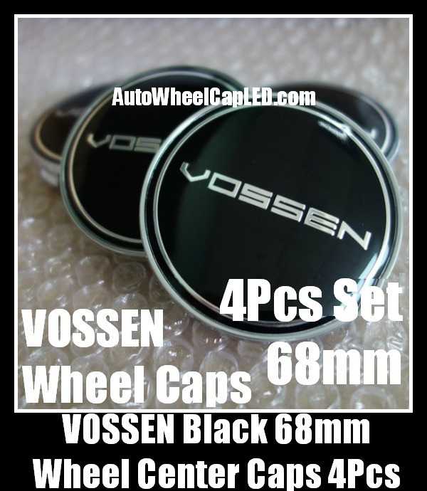 VOSSEN 68mm Devil Black Chrome Silver Wheel Center Caps Emblems Badges Roundels 4Pcs