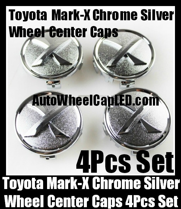 Toyota Mark X Reiz Chrome Silver Wheel Center Caps Emblems 4Pcs Set TRD