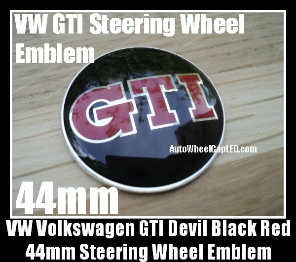 VW Volkswagen GTI Devil Black Red 44mm Steering Wheel Horn Emblem